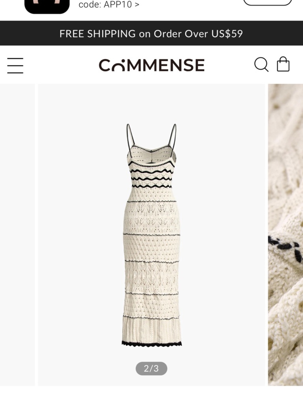 New w/ tag Commense Paros Crochet Eyelet See Through Midi Dress - Picture 2 of 3